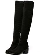 Shein Black Chunky Heel Suede High Boots