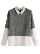 Shein Grey Contrast Zip Back Top