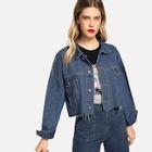 Shein Pocket Patched Crop Buttoned Jacket