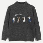 Shein Men Letter &figure Front Sweater