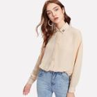 Shein Faux Crystal Rhinestones Beaded Drop Shoulder Shirt
