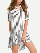 Shein Vertical Stripe Botton Down Drop Waist Dress