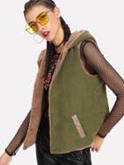 Shein Single Breasted Sherpa Lined Hoodie Vest