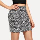 Shein Zebra Pattern Denim Skirt