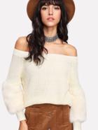 Shein Contrast Faux Fur Bardot Jumper