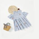 Shein Girls Watermelon Embroidered Striped Cold Shoulder Dress