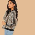 Shein Striped Sleeve Snakeskin Jacket