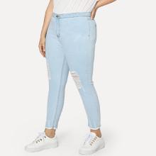 Shein Plus Light Wash Ripped Jeans