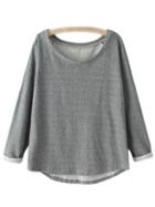 Shein Dark Grey Scoop Neck Raglan Sleeve Pullover Sweatshirt