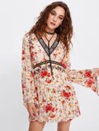 Shein Bell Sleeve Ditsy Print Dress