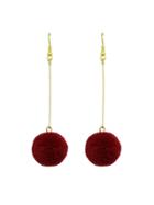 Shein Red Long Chain With Ball Dangle Earrings For Women