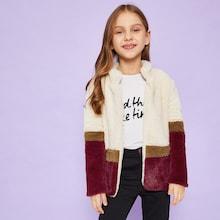 Shein Girls Cut-and-sew Teddy Coat