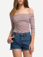 Shein Off The Shoulder Striped T-shirt