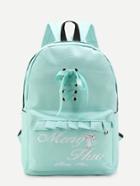 Shein Ruffle Detail Lace Up Canvas Backpack