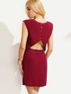 Shein Burgundy Eyelet Trim Cutout Dress