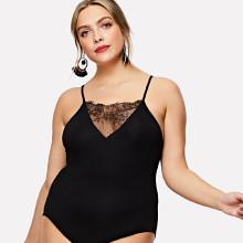 Shein Plus Lace Panel Cami Bodysuit