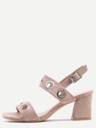Shein Metal Eyelet Strap Sandals - Camel