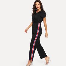 Shein Striped Tape Side Jumpsuit