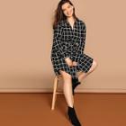 Shein Plus Tie Waist Grid Dress
