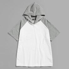 Shein Men Raglan Sleeve Color Block Hoodie Tee