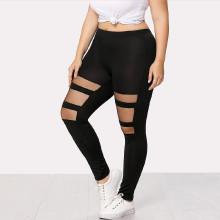 Shein Plus Sheer Mesh Panel Skinny Leggings