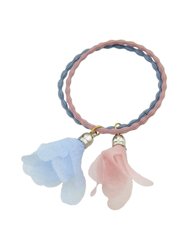 Shein Blue-pink Elastic Colorful Yarn Flower Charm Headbands Headwear Hair Accessories