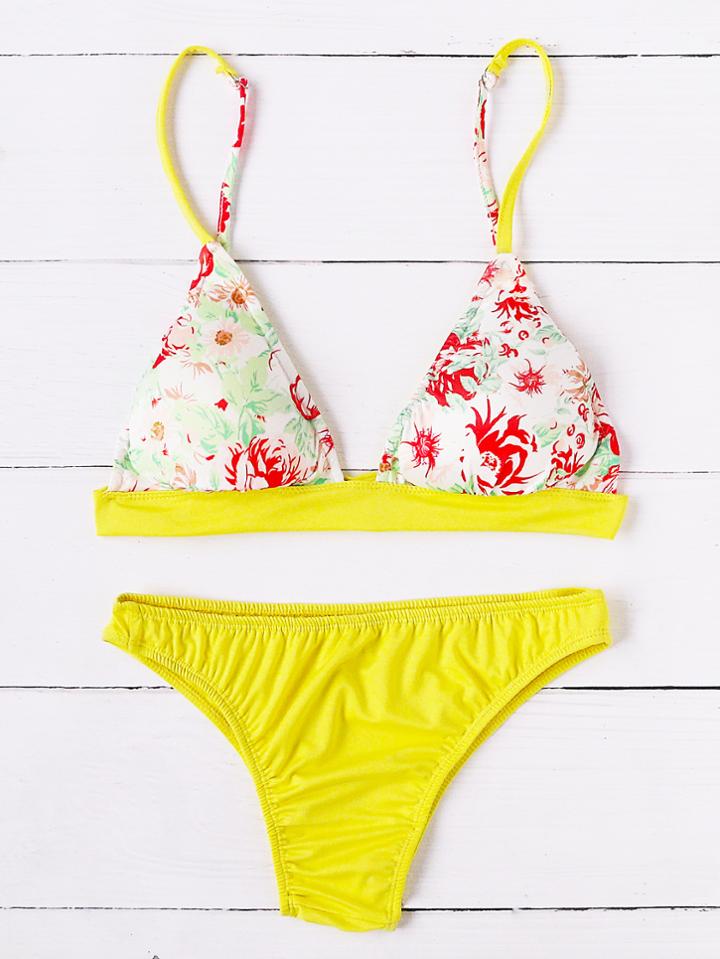 Shein Calico Print Triangle Bikini Set