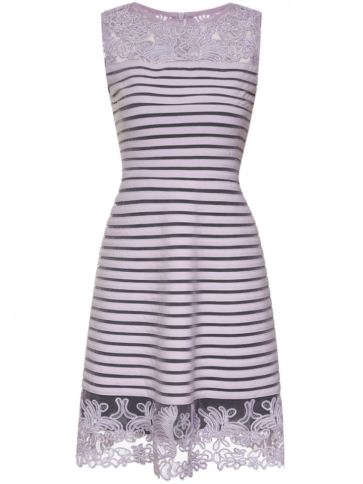 Shein Purple Striped Organza Disc Flowers Dress