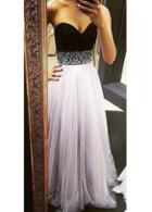 Rosewe Sequin Waist Black And Purple Patchwork Dress