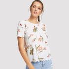 Shein Scallop Hem Floral Print Top