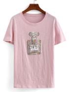 Shein Sequin Perfume T-shirt - Pink