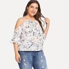 Shein Plus Cold Shoulder Floral Print Blouses