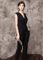 Rosewe Work Lady Essential Sleeveless Ankle Length Black Jumpsuit