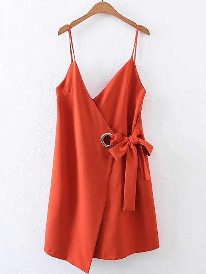 Shein Bow Tie Waist Cami Dress With Ring Detail