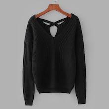 Shein Criss-cross Back Cable Knit Sweater