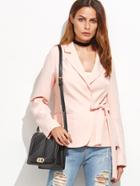 Shein Pink Slim Fit Wrap Blazer