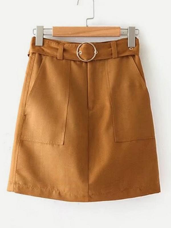 Shein Self Tie Suede Skirt