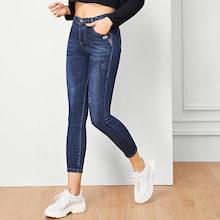 Shein Solid Pocket Detail Denim Pants
