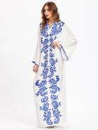 Shein V Notch Contrast Binding Kaftan Dress