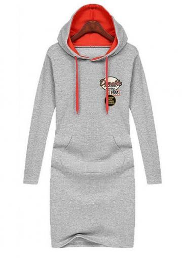 Rosewe Pretty Long Sleeve Green Cotton Straight Dress With Hat