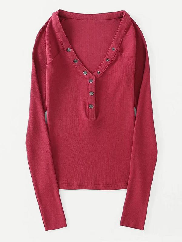 Shein V Neckline Raglan Sleeve Top