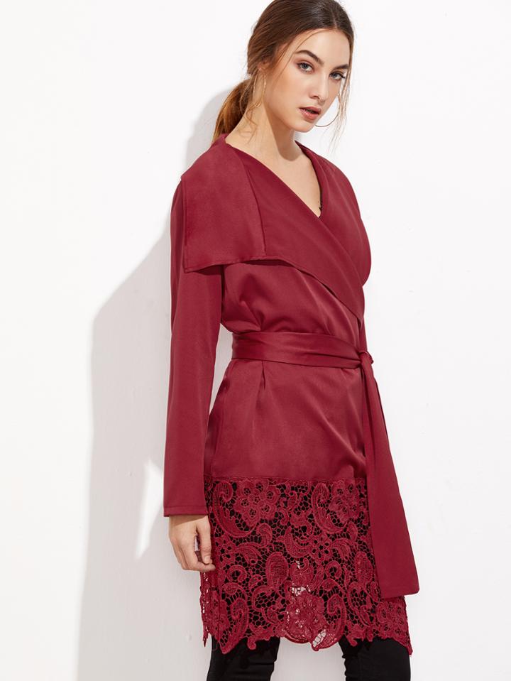 Shein Navy Contrast Trim Pocket Pajama Blouse With Shorts