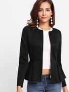 Shein Zip Up Box Pleated Peplum Jacket