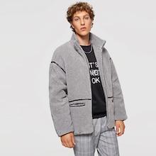 Shein Men Zip Up Faux Fur Pocket Coat