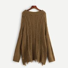 Shein Plus Ripped Detail Eyelet Jumper
