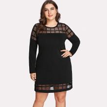Shein Plus Plaid Mesh Panel Dress