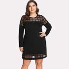 Shein Plus Plaid Mesh Panel Dress