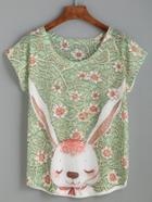 Shein Rabbit And Vine Print Tee