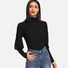 Shein Leg-of-mutton Sleeve High Neck Tee