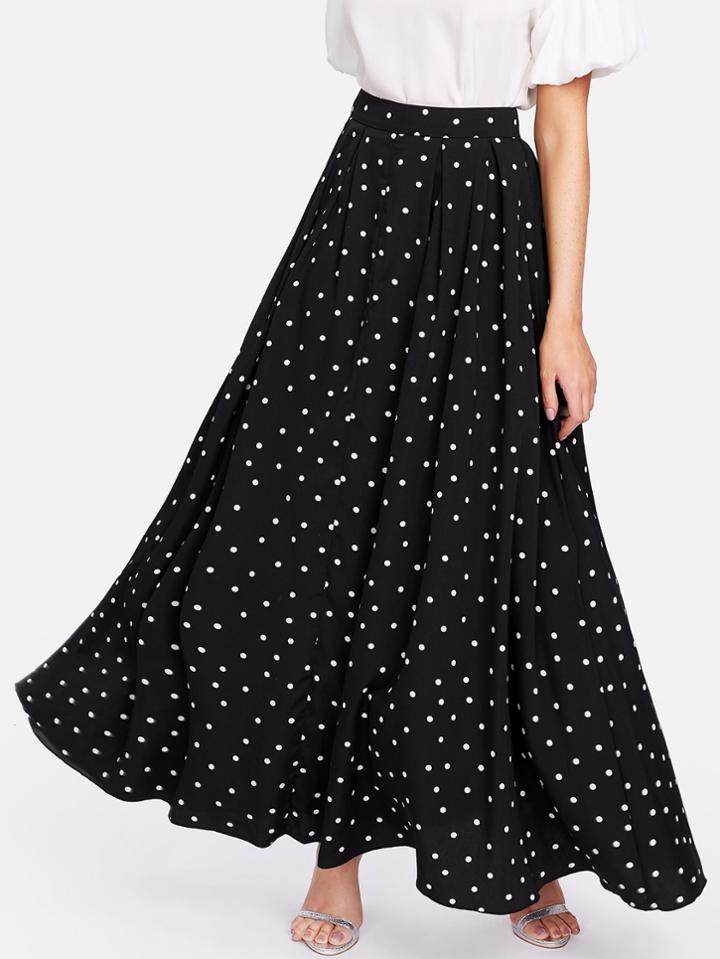 Shein Polka Dot Swing Maxi Skirt
